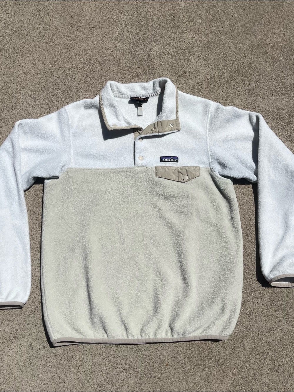 Patagonia Two-Tone Cream and White Snap Pullover